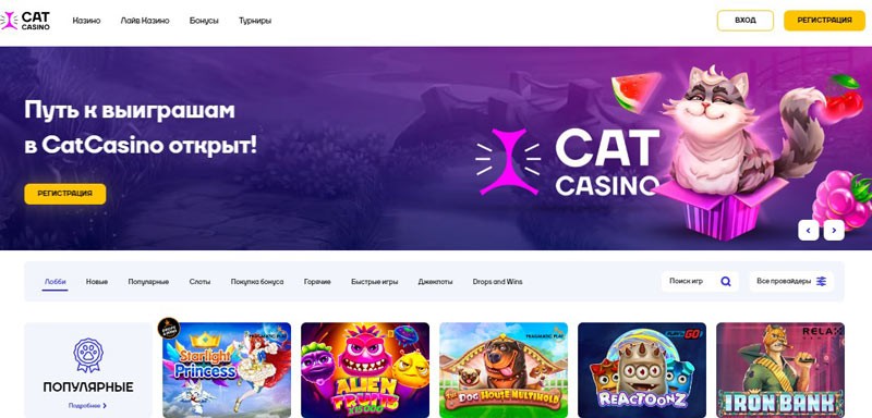 Страница сайта казино